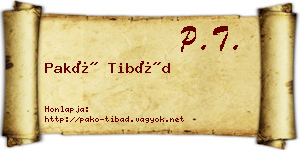 Pakó Tibád névjegykártya